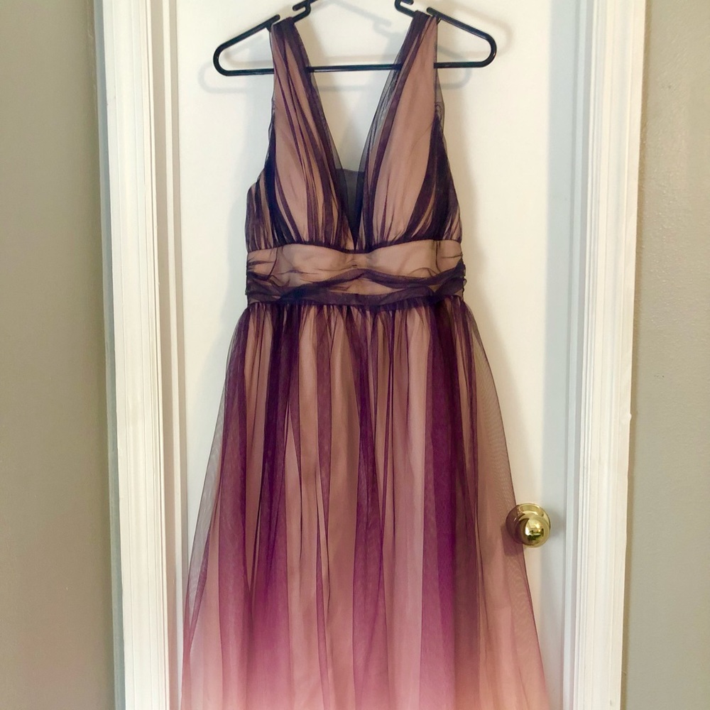 Elegant ombre floor length formal gown